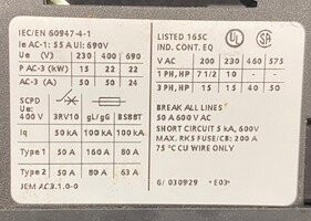 Siemens 3RT1036-1AK60 Contactor - Image 3