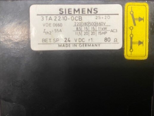 Siemens 3TA22 10-0CB Contactor - Image 3