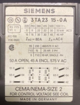 Siemens 3TA23 15-0A Contactor - Image 2