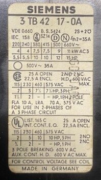 Siemens 3TB42 17-0A Contactor - Image 3