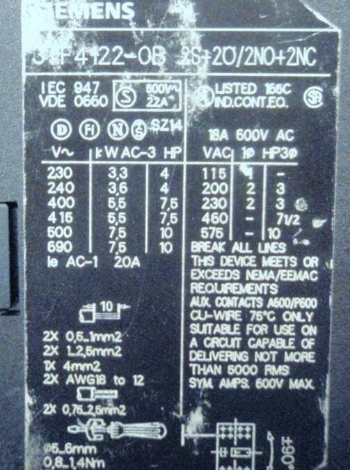 Siemens 3TF4122-0B Contactor - Image 4