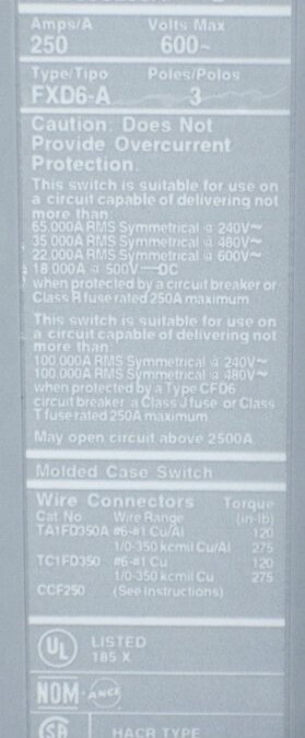Siemens FXD63S250A Contactor - Image 3