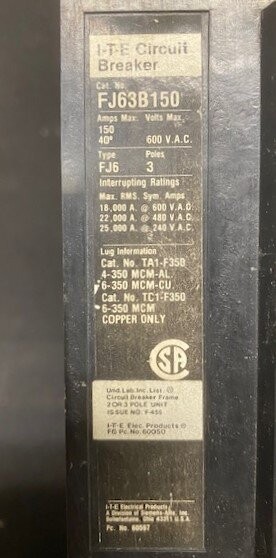 Siemens FJ63B150 I-T-E Circuit Breaker - Image 2