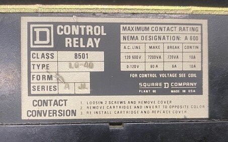 Square D 8501-L0-40 Type L Series A Control Relay - Image 4