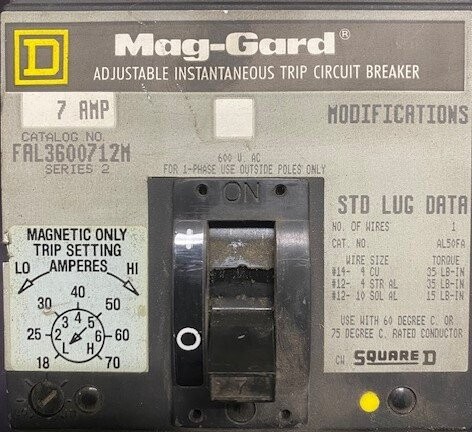 Square D FAL3600712M Mag-Gard 7-Amp Circuit Breaker - Image 2