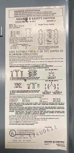 Square D H-261 Enclosed Fusible Safety Switch - Image 3