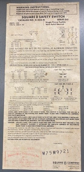 Square D H-323-N Enclosed Fusible Safety Switch - Image 3
