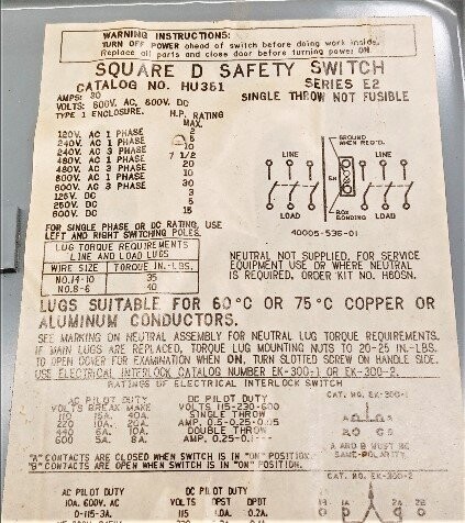 Square D HU361 Series E2 Heavy Duty Safety Switch - Image 3