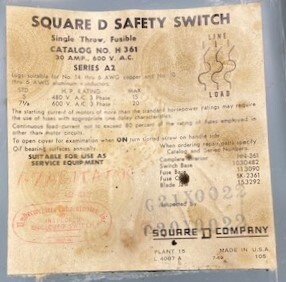 Square D H361 Series A2 Enclosed Fusible Safety Switch - Image 3