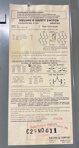Square D H361 Series D2 Enclosed Fusible Safety Switch - Image 3