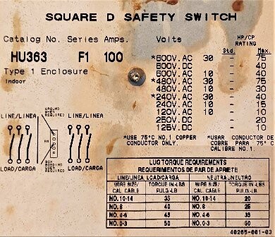 Square D HU363 Heavy Duty Safety Switch - Image 3