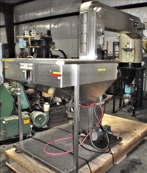 Unknown Brand Unknown Model Stainless Steel Cap Hopper and Cap Elevator Conveyor