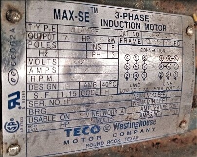 TECO-Westinghouse Unknown Model 7.5 HP Blower - Image 2