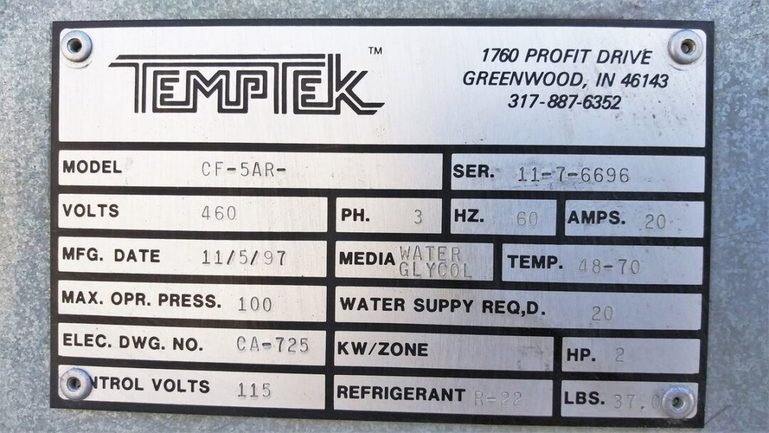 Temptek CF-5AR, 5 ton Air cooled Portable Chiller - Image 2