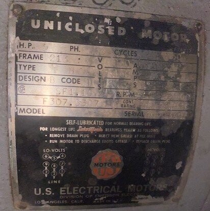 US Motors F307.B307 Uniclosed 5 HP Motor - Image 2