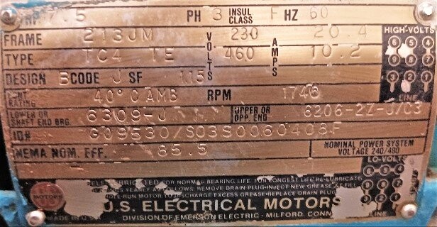 US Motors G09530 7.5 HP Motor - Image 2