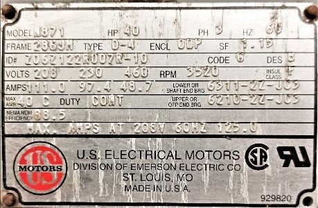 US Motors N871 40 HP Motor - Image 2