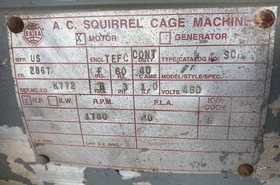 US Motors SC 460V 30 HP A.C. Squirrel Cage Machine Motor - Image 3