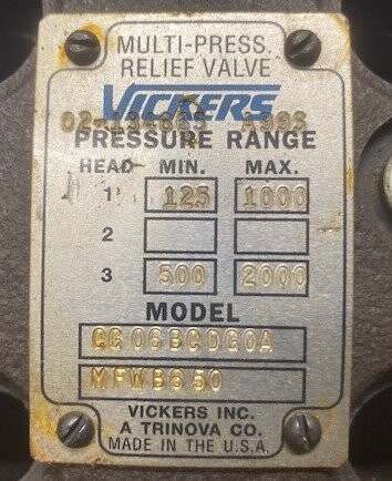 Vickers CG 06 BC DG0A Multi-Pressure Relief Valve - Image 2