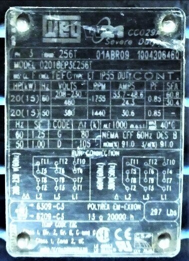 WEG 02018EP3E256T Electric Motor - Image 4