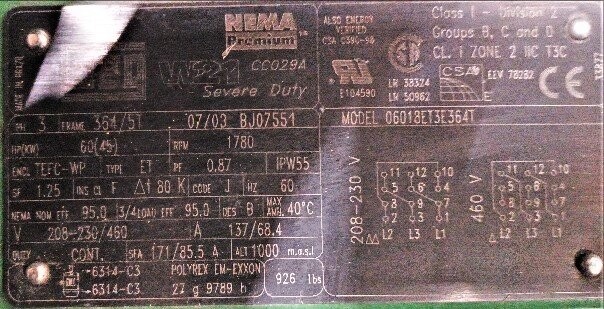 WEG 06018ET3E364T 60 HP Motor - Image 3