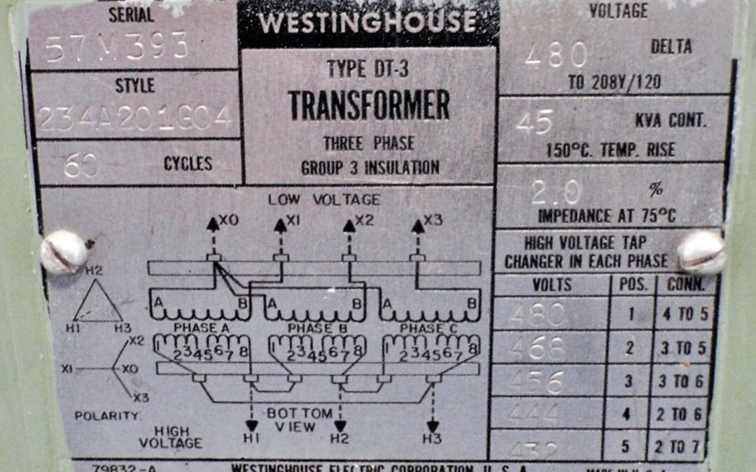 Westinghouse 234A201G04 3-Phase Transformer - Image 3