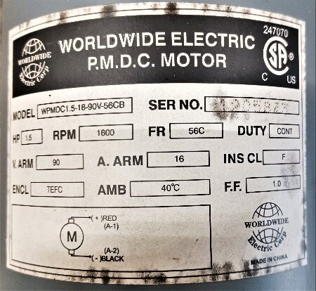 Worldwide Electric WPMDC1.5-18-90V-56CB 1.5 HP PMDC Motor - Image 2