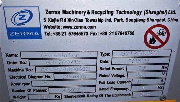 Zerma GST250/300 10 HP Sound Dampened Granulator - Image 4